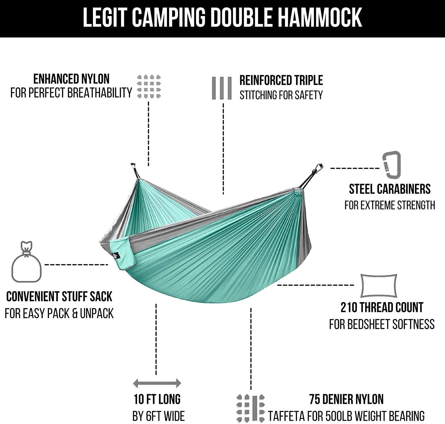 Portable 2-Person Camping Hammock