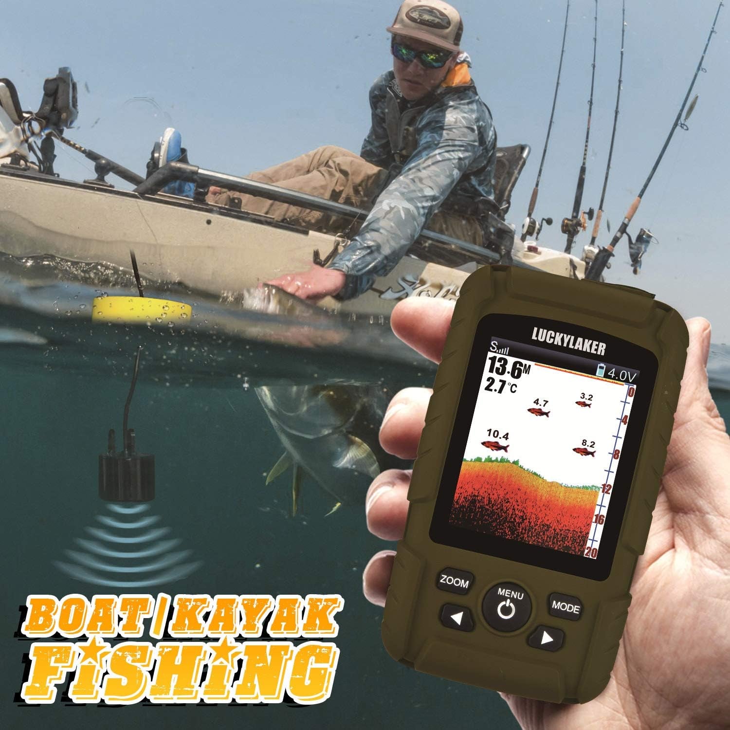 Portable Waterproof Fish Finder for Boating, Kayaking, and Ice Fishing