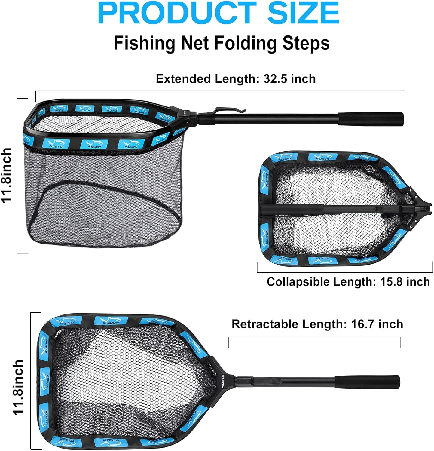 Foldable Rubber Coated Fishing Net for Easy Catch & Release