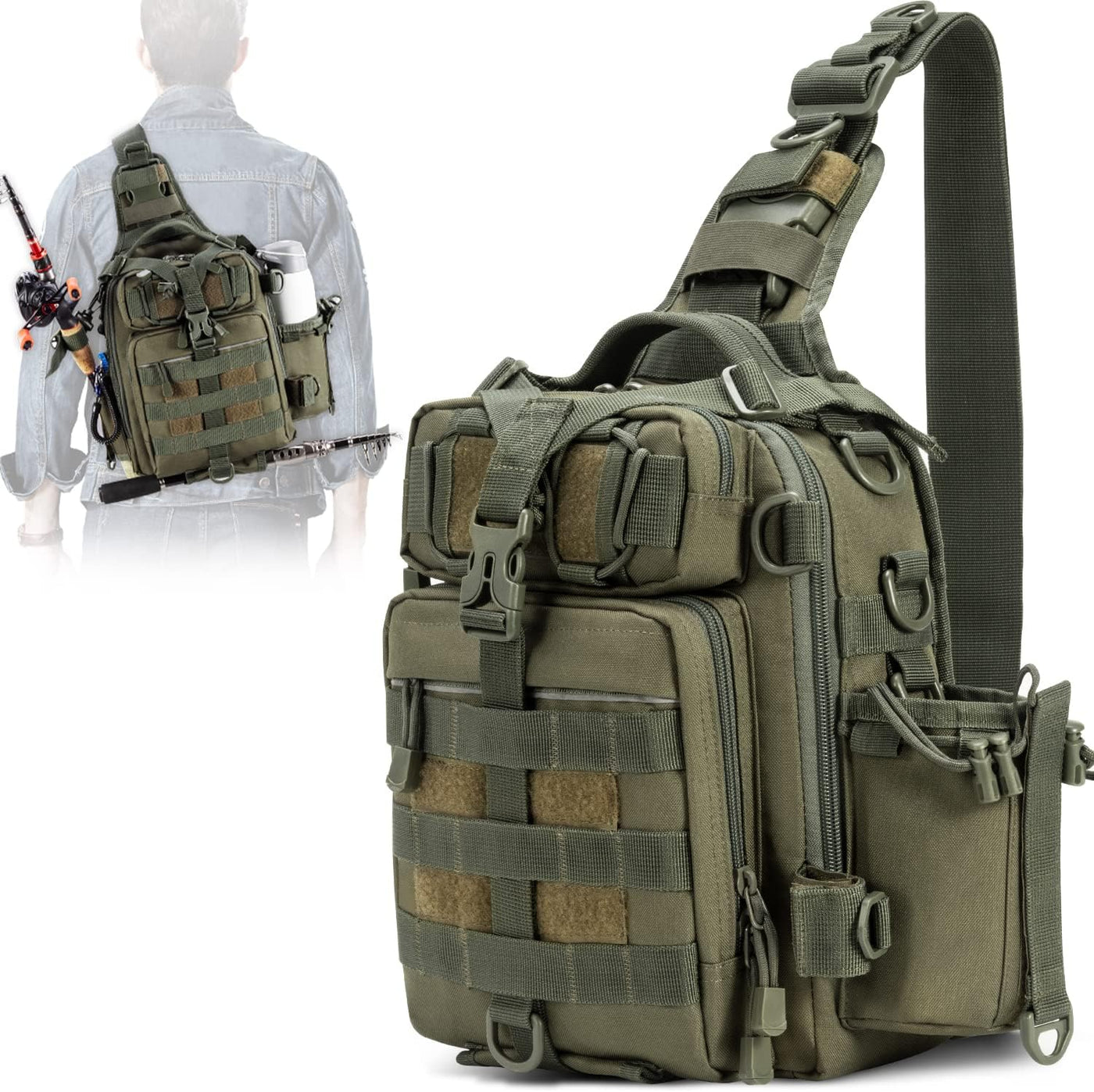 Large Water-Resistant Fishing Tackle Backpack