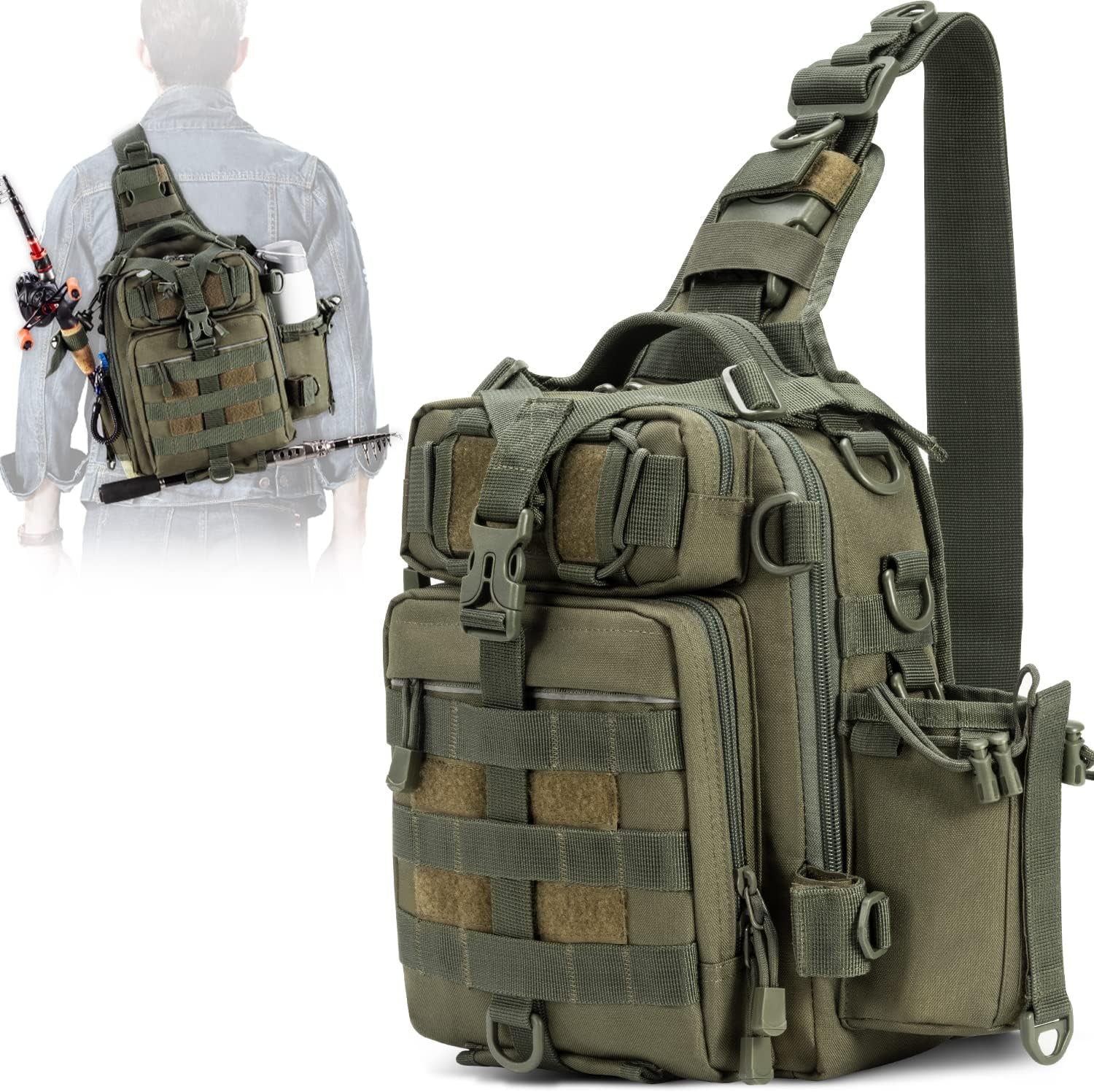 Large Water-Resistant Fishing Tackle Backpack