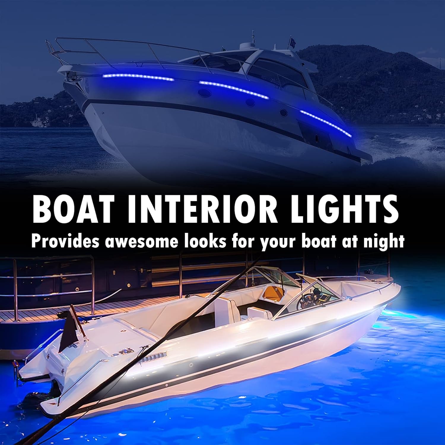 Blue Waterproof LED Boat Lights for Night Fishing