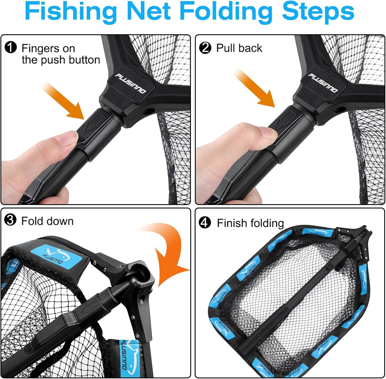 Foldable Rubber Coated Fishing Net for Easy Catch & Release