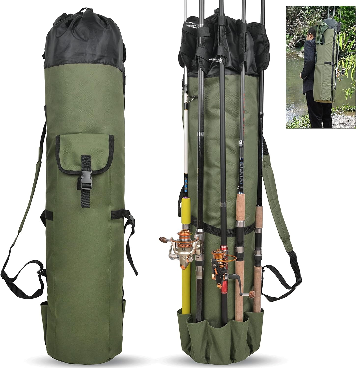 Portable Fishing Rod Case with Tackle Organizer