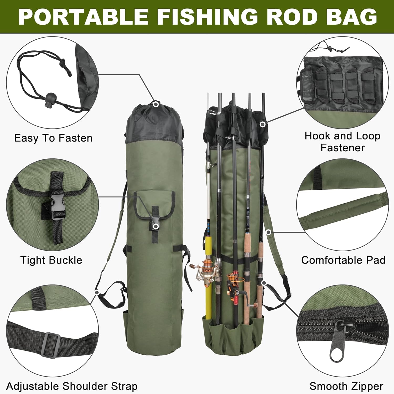 Portable Fishing Rod Case with Tackle Organizer