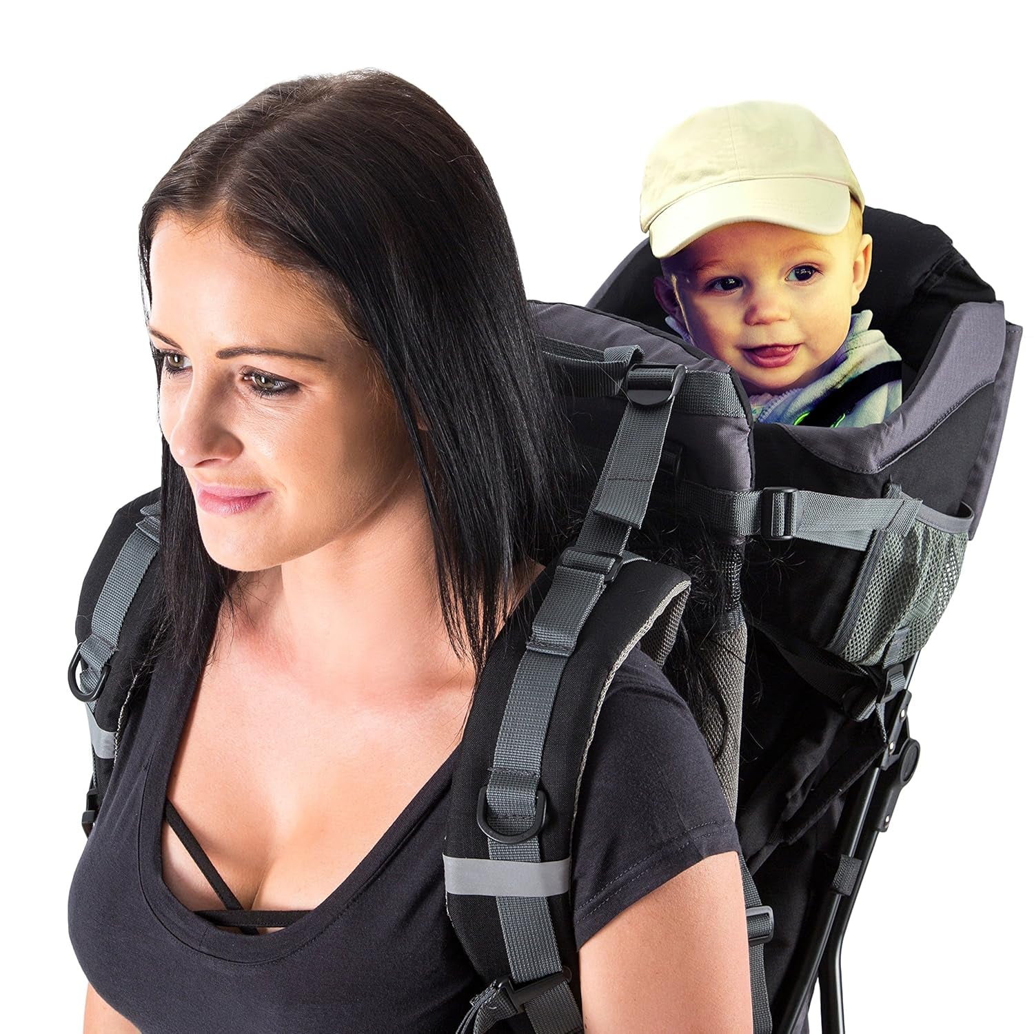 Hiking Baby Carrier Backpack System with Diaper Change Pad, Insulated Pocket + Rain and Sun Hood to Protect Your Child