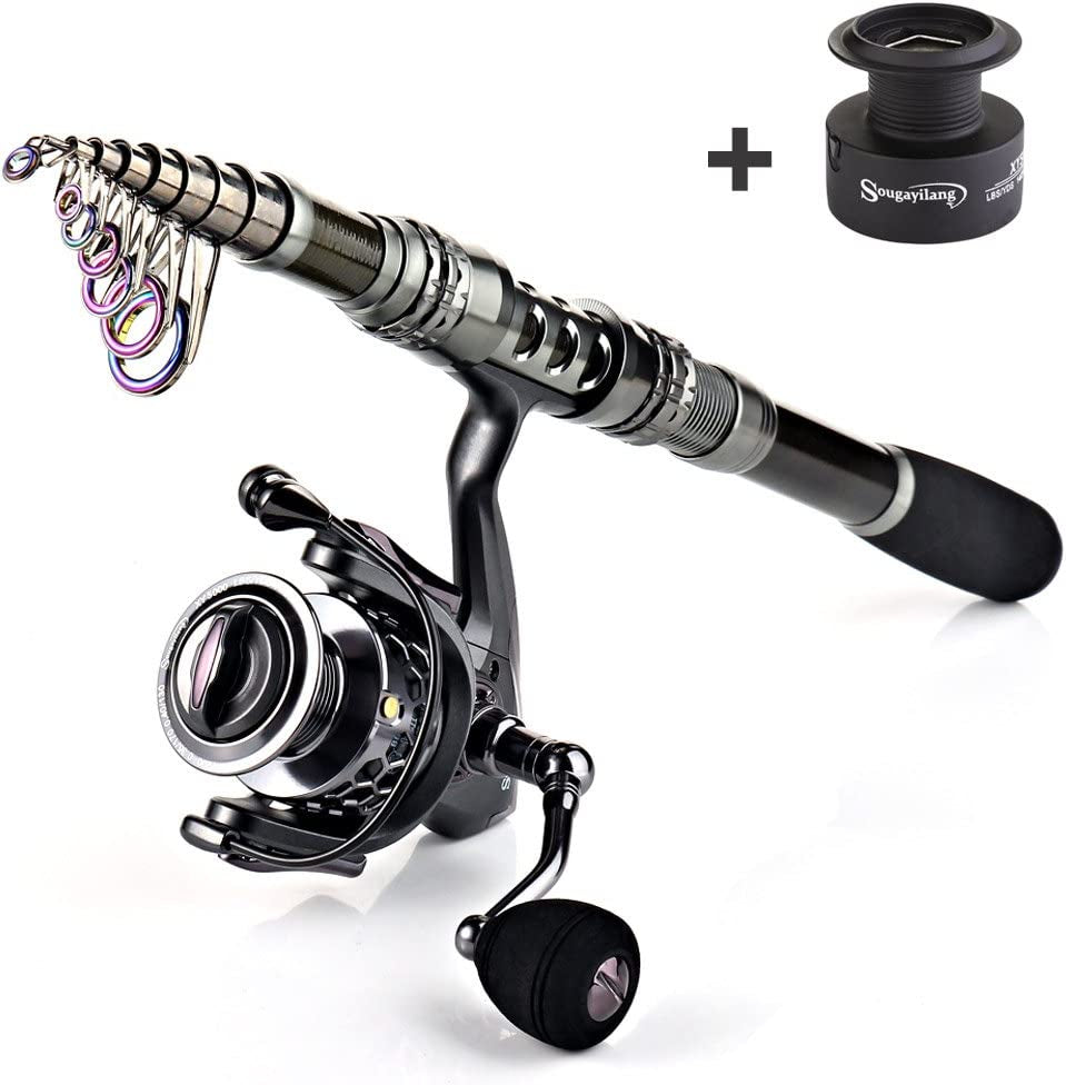 Fishing Rod Combos with Telescopic Fishing Pole Spinning Reels Fishing Carrier Bag for Travel Saltwater Freshwater Fishing