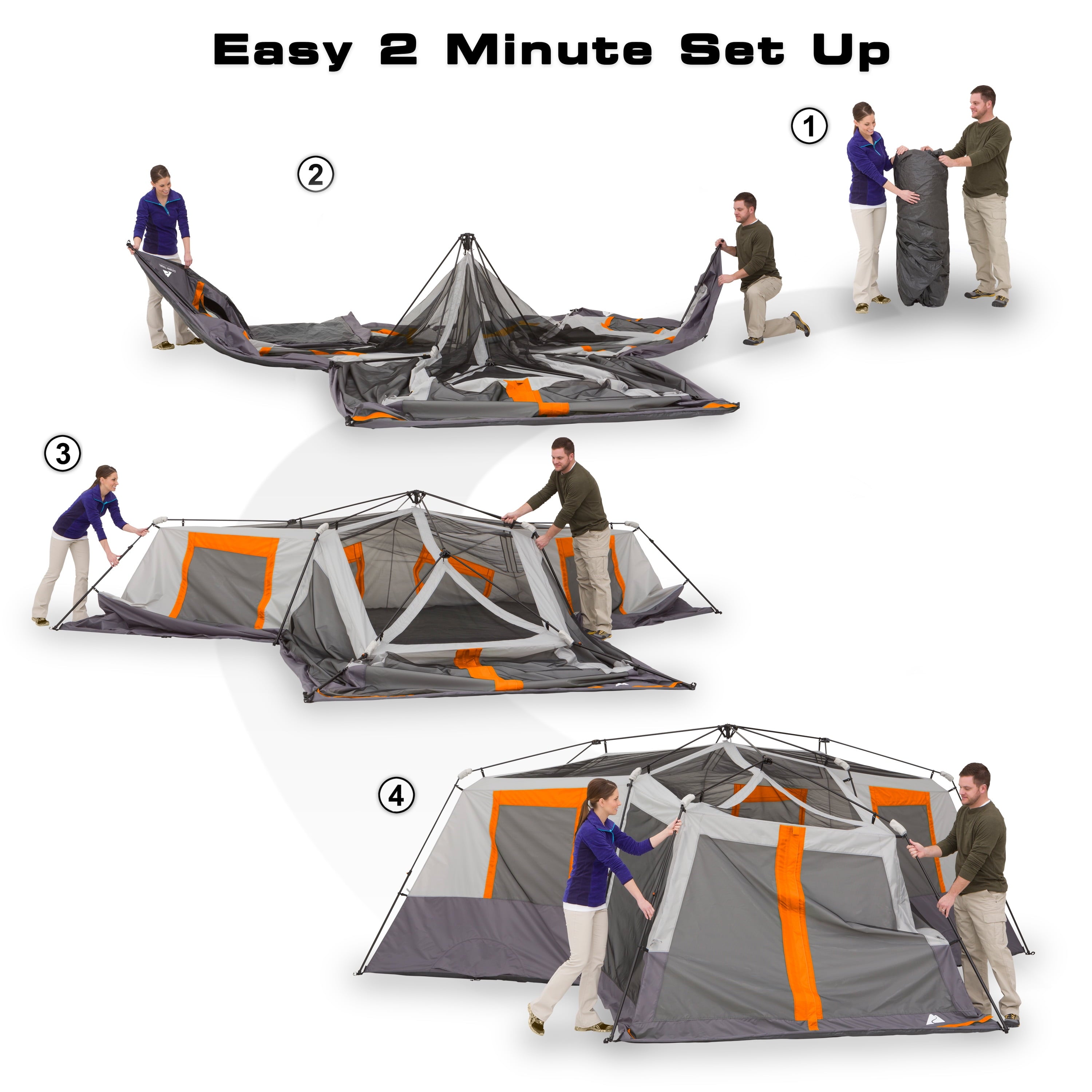 12-Person 3-Room Instant Cabin Tent with Screen Room (20' X 18' )