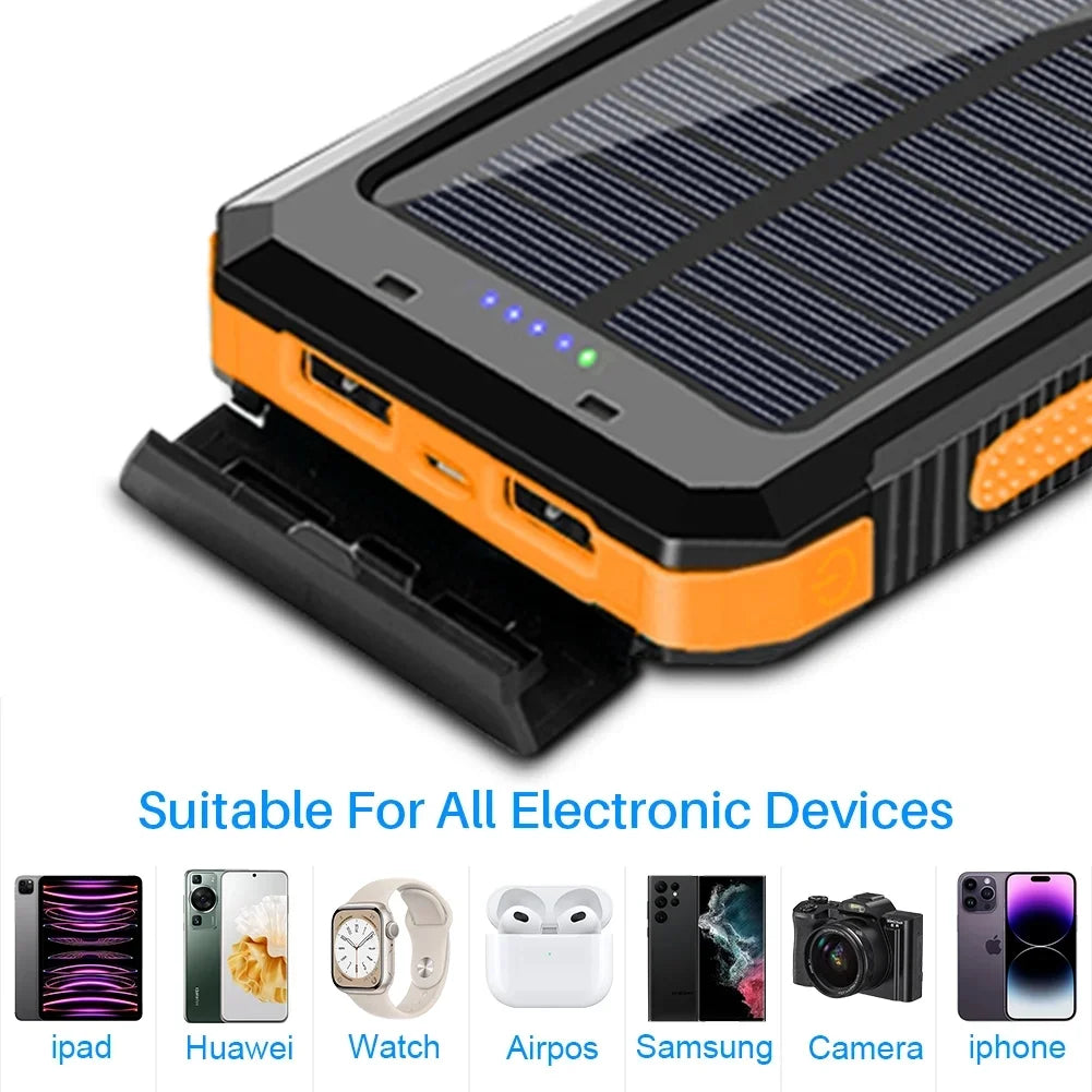 20,000mAh Portable Solar Charger - Dual USB for iPhone & Android