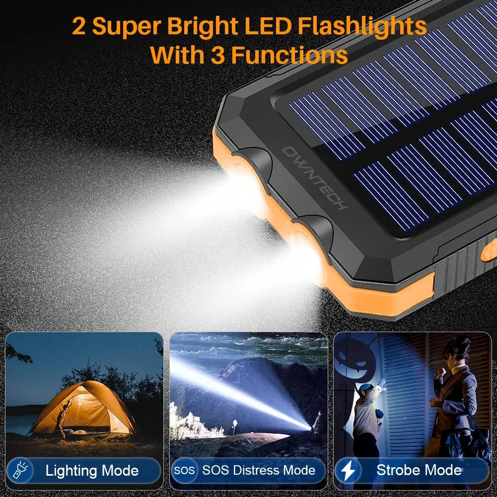 20,000mAh Portable Solar Charger - Dual USB for iPhone & Android