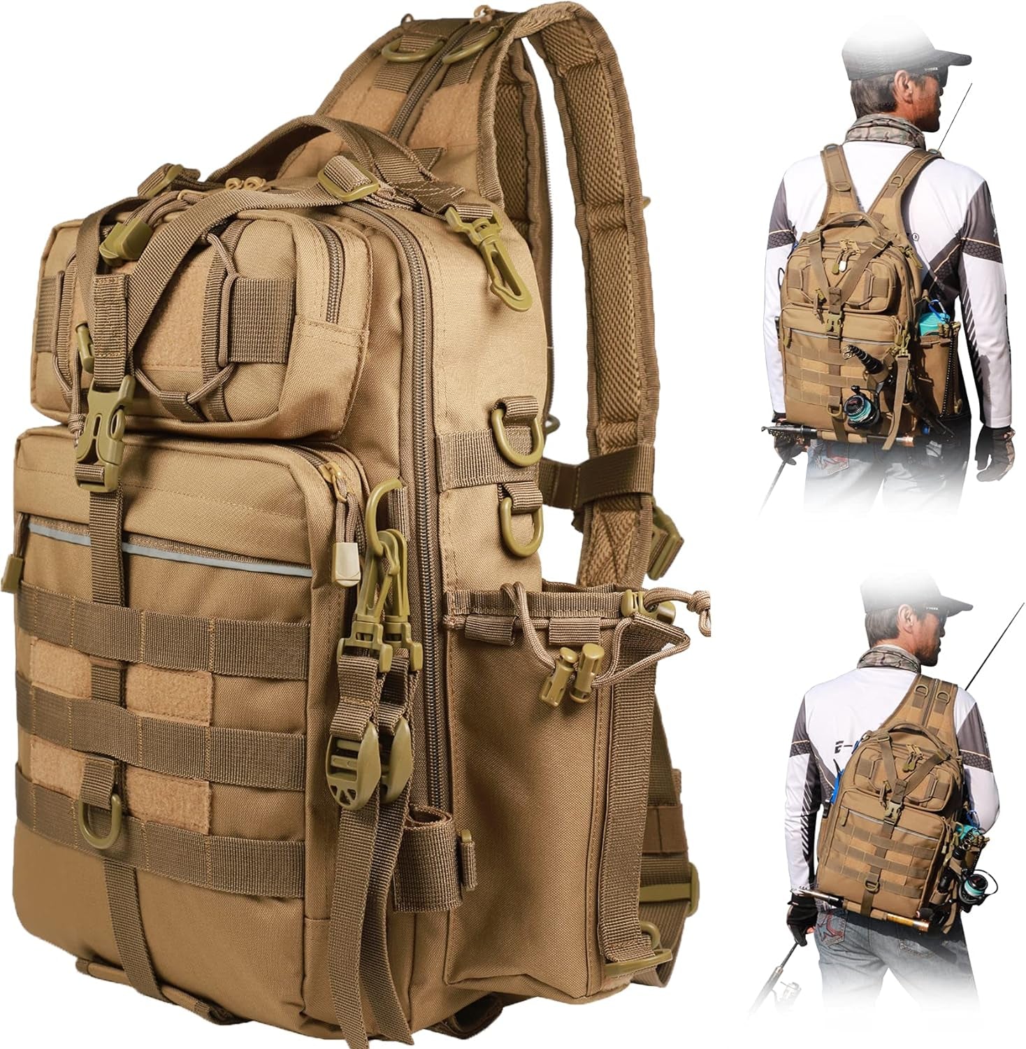 Large Water-Resistant Fishing Tackle Backpack