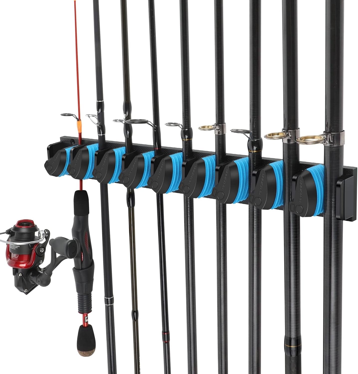 Vertical Fishing Rod Holder, Wall Mounted Fishing Rod Rack, Fishing Pole Holder Holds up to 9 Rods or Combos, Fishing Rod Holders for Garage, Fits Most Rods of Diameter 3-19Mm