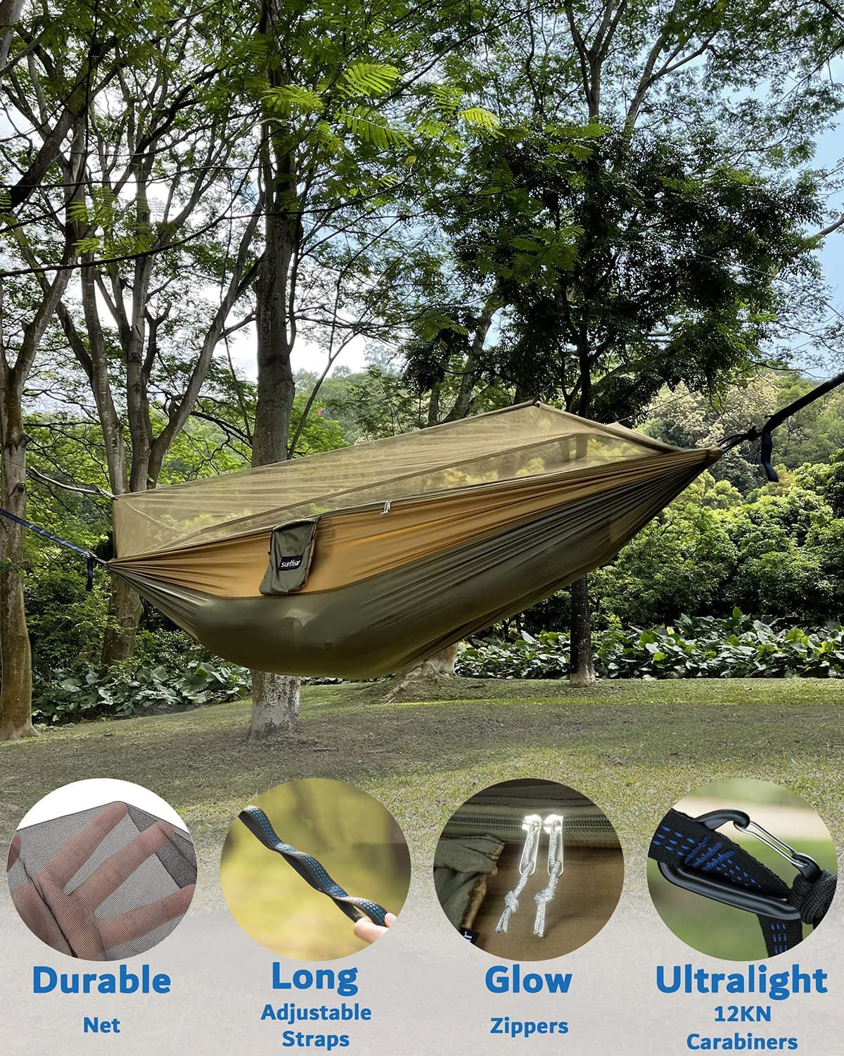 2-Person Portable Camping Hammock with Net