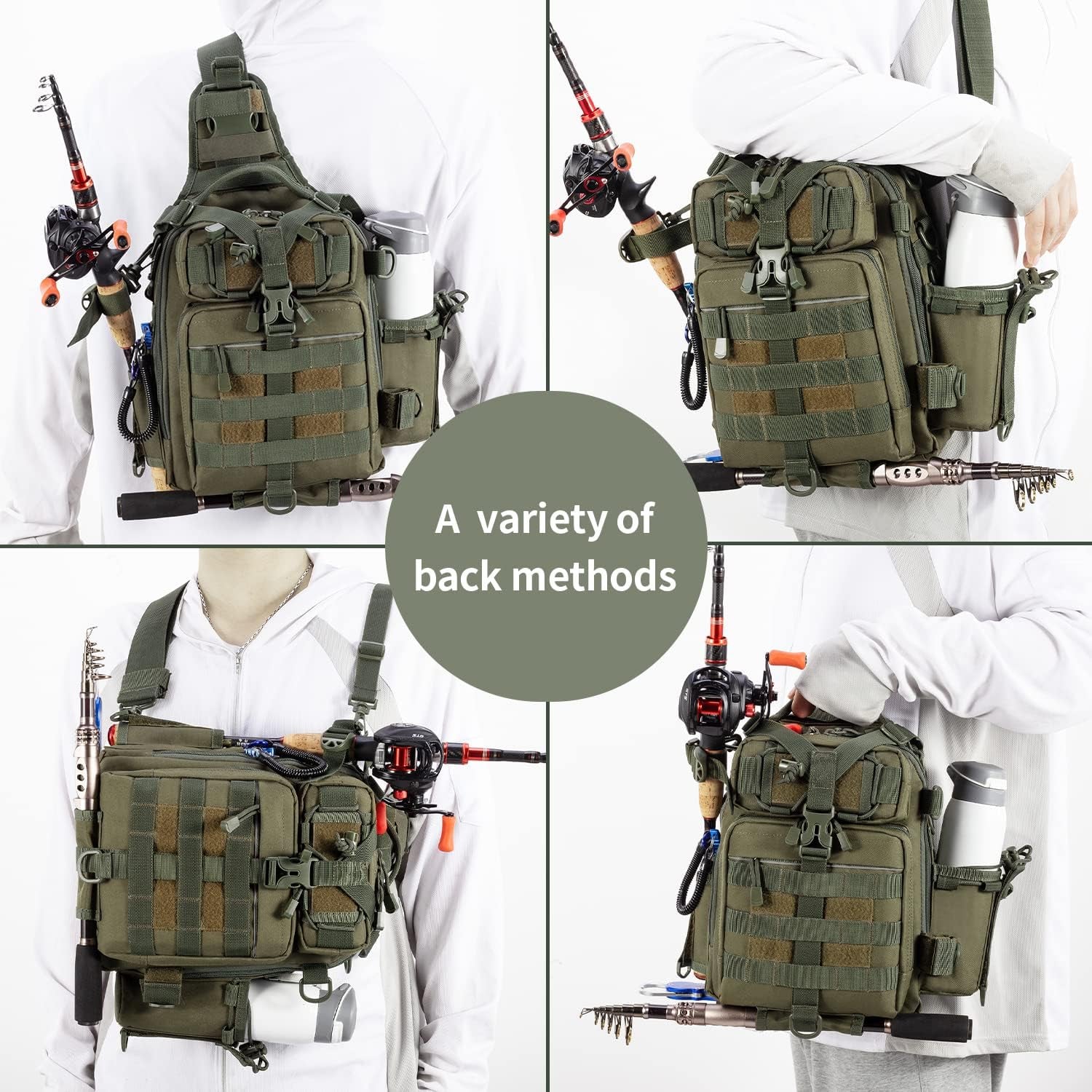 Large Water-Resistant Fishing Tackle Backpack