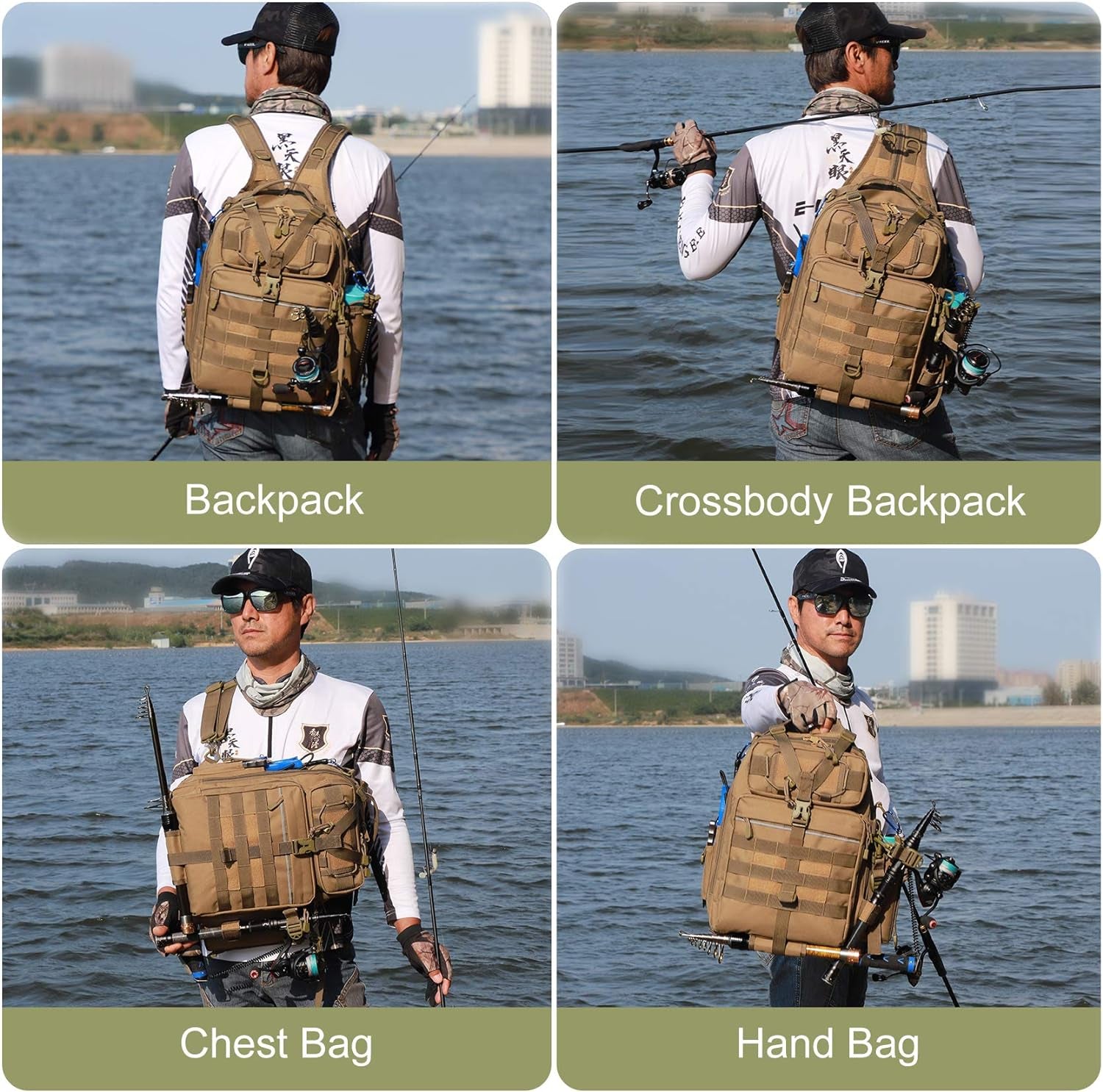 Large Water-Resistant Fishing Tackle Backpack