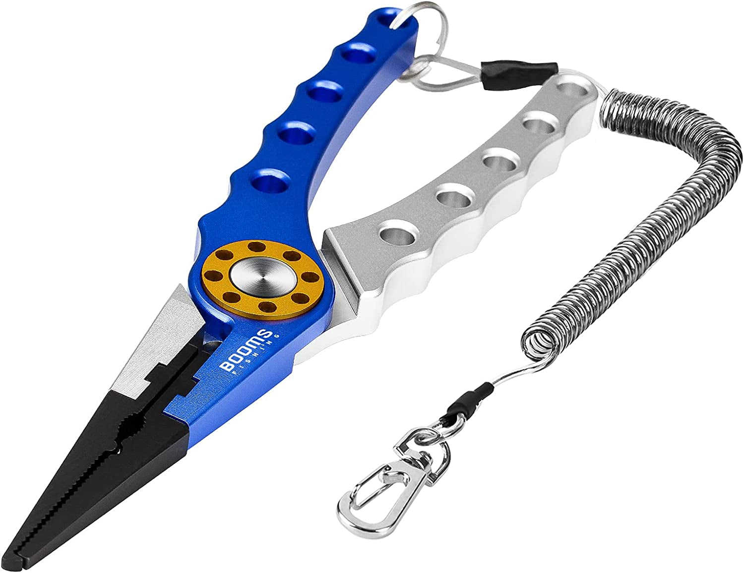 Aluminum Fishing Pliers with Hook Remover, Line Cutter, Split Ring Tool, Lanyard, and Sheath