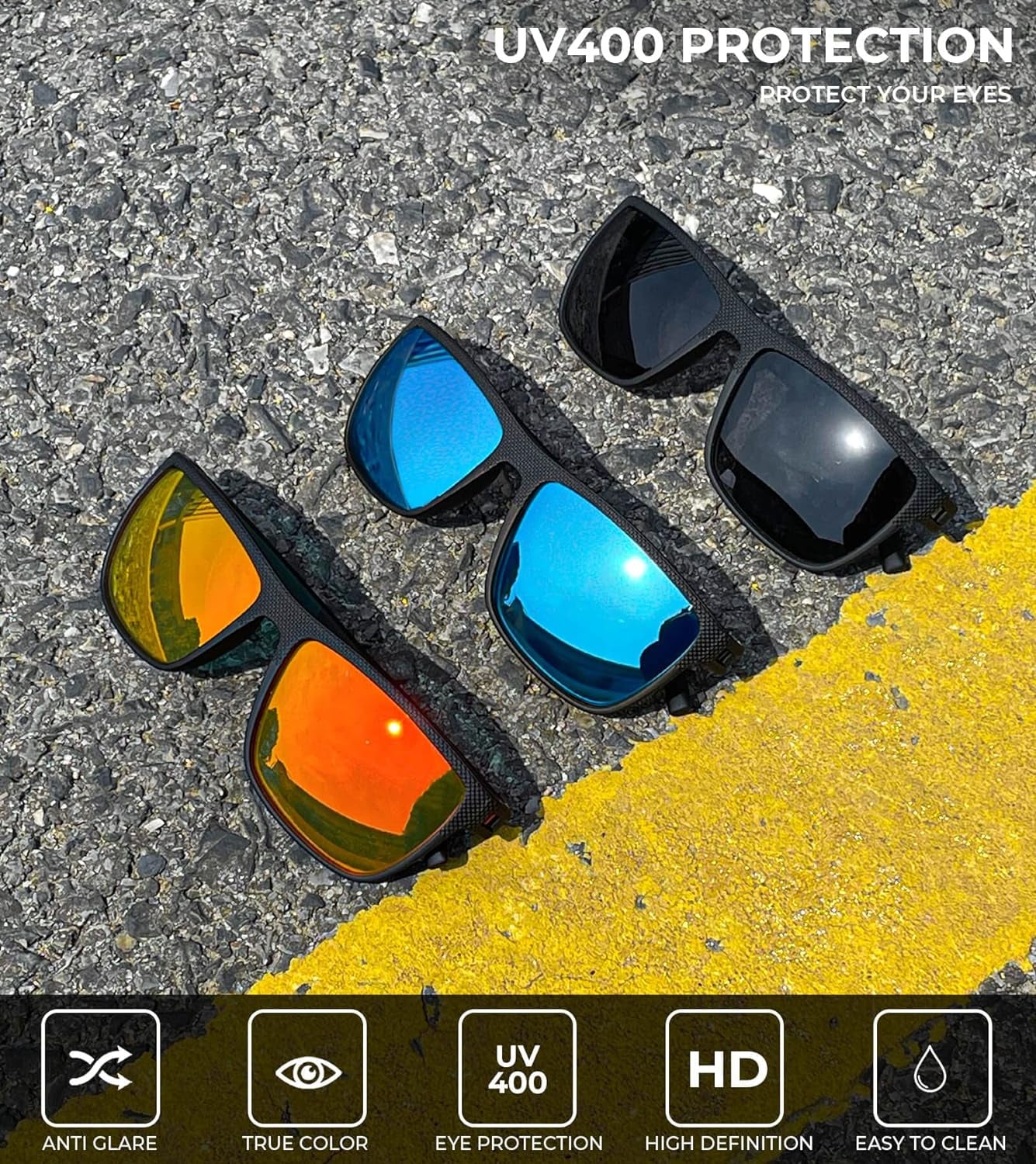 Polarized Sunglasses for Men, Lightweight Sun Glasses with UV Protection for Driving Fishing Golf