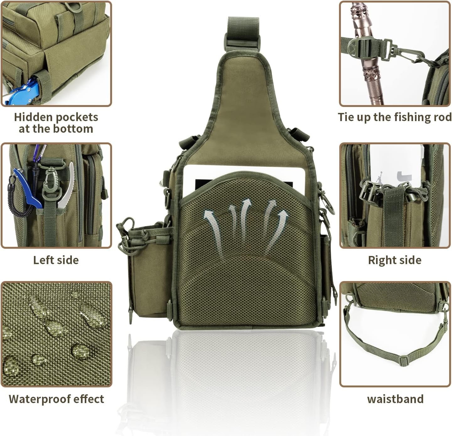 Large Water-Resistant Fishing Tackle Backpack