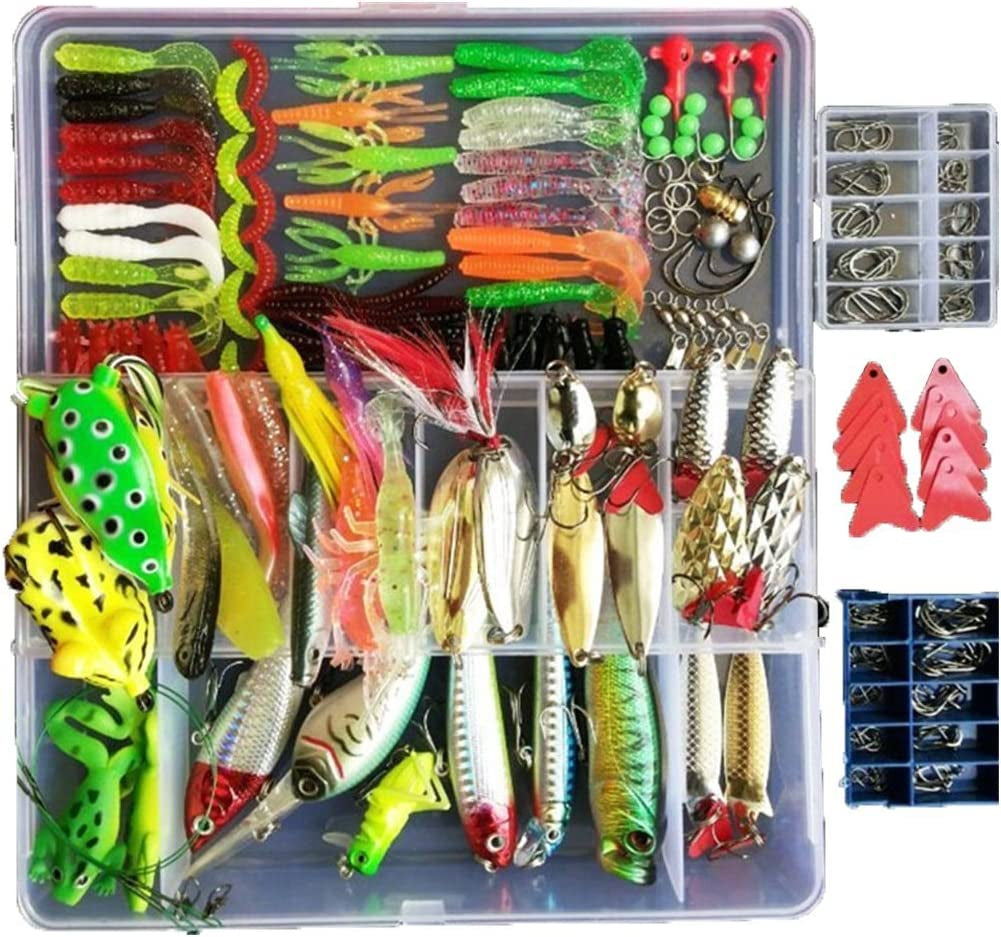 275-Piece Fishing Lure Kit (Frogs, Spoons, Grasshoppers) for Bass, Trout & Salmon