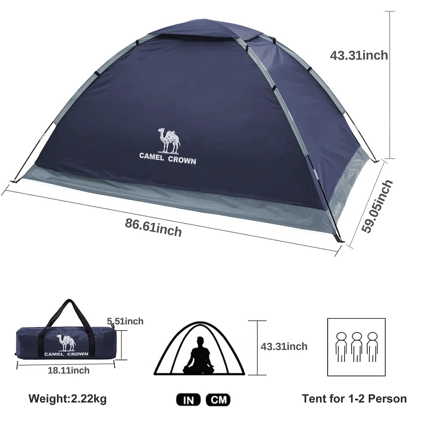 2-Person Waterproof Camping Tent with Carry Bag