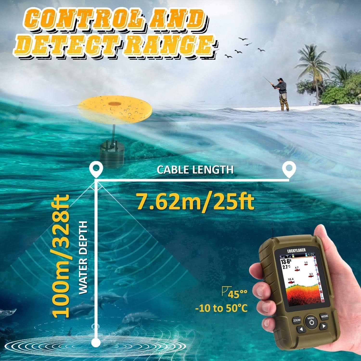 Portable Waterproof Fish Finder for Boating, Kayaking, and Ice Fishing