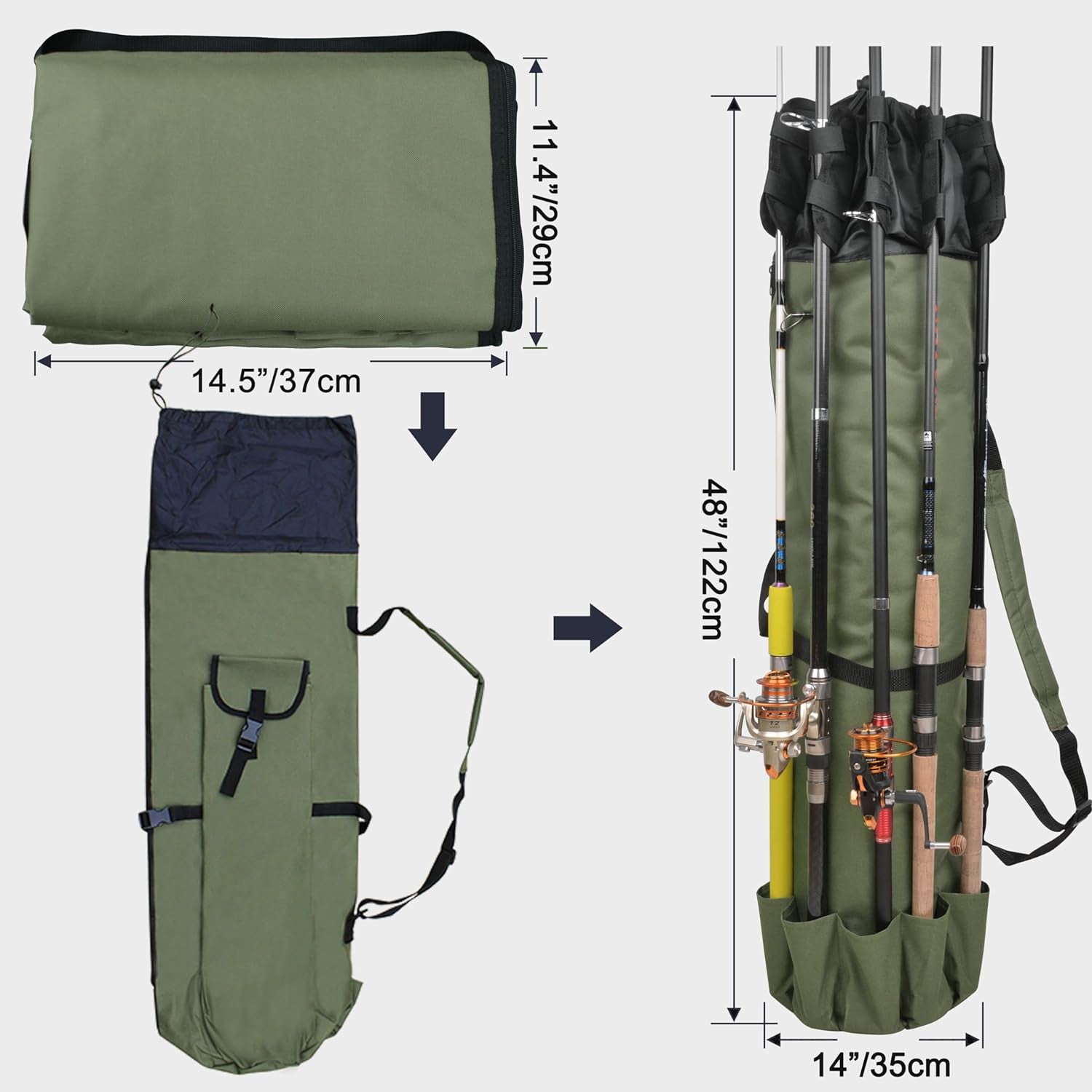 Portable Fishing Rod Case with Tackle Organizer