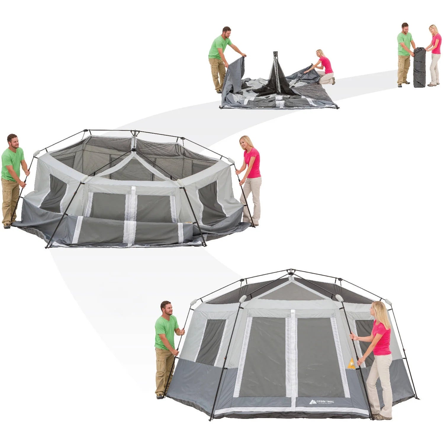 8-Person 15' X 13' Instant Hexagon Cabin Tent