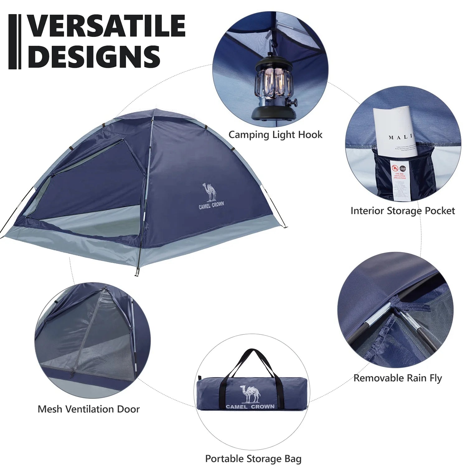 2-Person Waterproof Camping Tent with Carry Bag