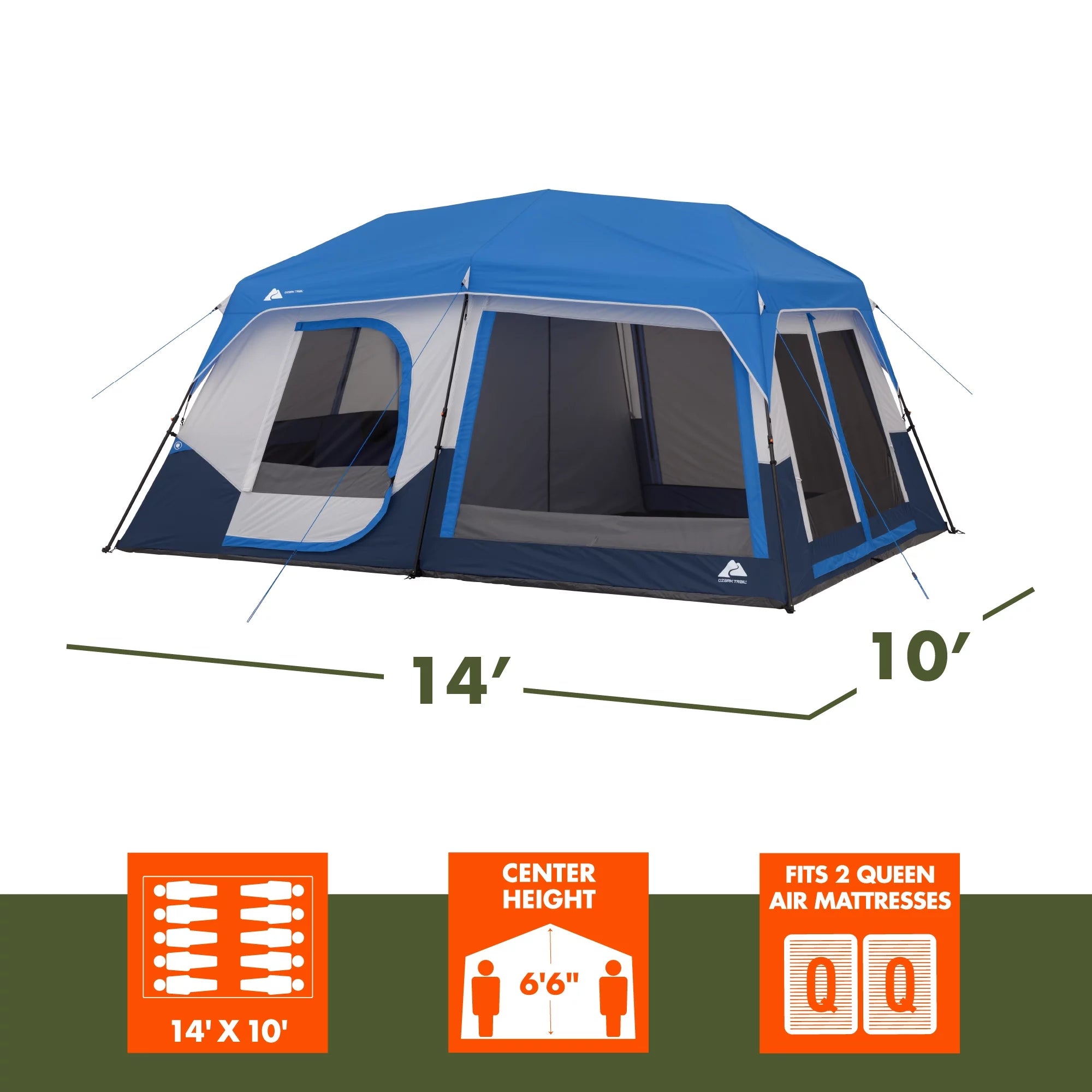 10-Person 14' x 10' x 78" Instant Cabin Tent